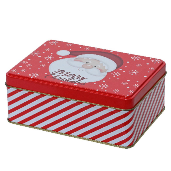 Weihnachtsdose Weihnachtsmann Merry Chrismas Rot & Weiß 14,5 x 10,5 cm - Zinn