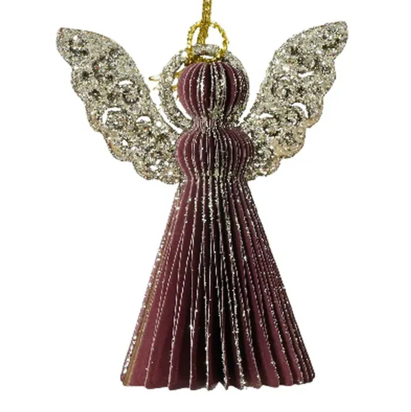 Kaemingk Weihnachtsengel Kastanienrot mit Glitterflügeln Ø 6 cm - Papier Kaemingk Weihnachtsengel Kastanienrot mit Glitterflügeln Ø 6 cm - Papier