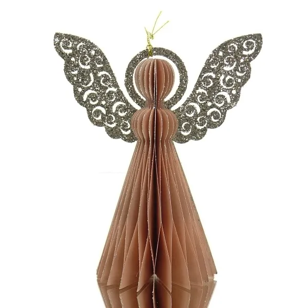 Kaemingk Weihnachtsengel Rosa mit Glitterflügeln faltbar 15 cm - Papier Kaemingk Weihnachtsengel Rosa mit Glitterflügeln faltbar 15 cm - Papier