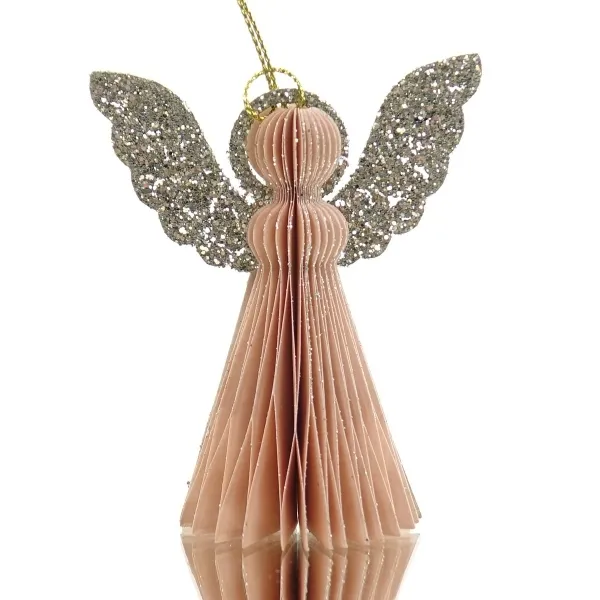 Kaemingk Weihnachtsengel Rosa mit Glitterflügeln faltbar 8 cm - Papier Kaemingk Weihnachtsengel Rosa mit Glitterflügeln faltbar 8 cm - Papier