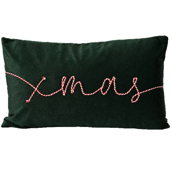 Weihnachtskissen xmas Dunkelgrün Rot & Weiß 50 x 30 cm - Polyester