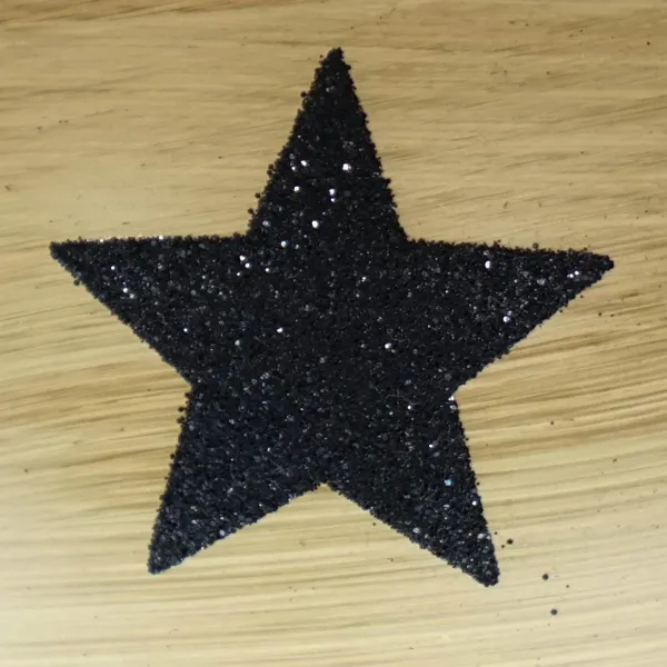 Kaemingk Weihnachtskugel Holzoptik Braun schwarze Sterne Ø 8 cm - Glas