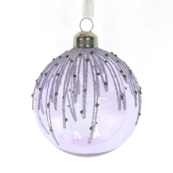 Kaemingk Weihnachtskugel Sterntaler Lila transparent mit Glitter Ø 8 cm - Glas