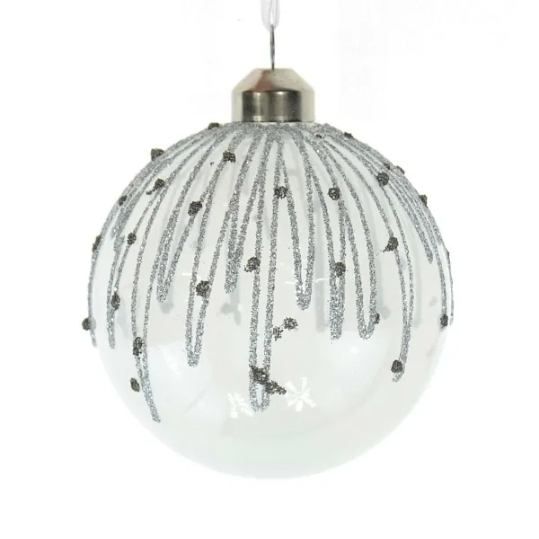 Kaemingk Weihnachtskugel Sterntaler Weiß matt mit Glitter Ø 8 cm - Glas Kaemingk Weihnachtskugel Sterntaler Weiß matt mit Glitter Ø 8 cm - Glas