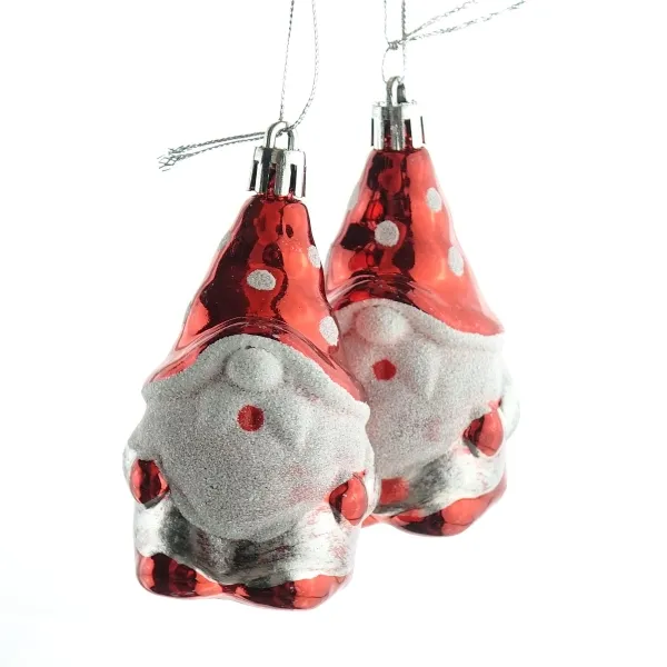 Kaemingk Weihnachtsmann Rot & Weiß beglittert 9,5 cm 2er Pack - Kunststoff