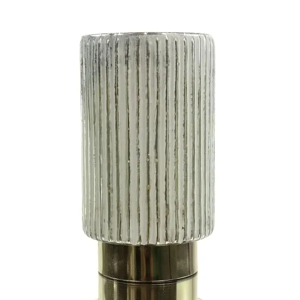 Kaemingk Weihnachtsteelichthalter Glas Weiß Ø ca. 10 cm Höhe 18,5 cm - Glas