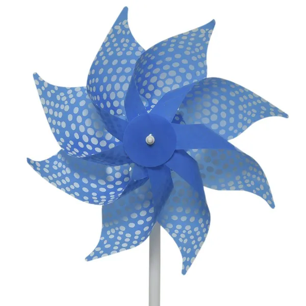 Decoris® Windrad Blau mit weißen Punkten Ø 20 cm 35 cm - Kunststoff