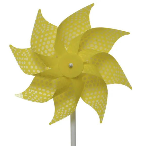 Decoris® Windrad Gelb mit weißen Punkten Ø 20 cm 35 cm - Kunststoff
