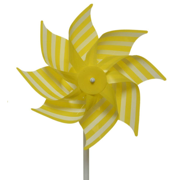 Decoris® Windrad Gelb/Weiß gestreift Ø 20 cm 35 cm - Kunststoff