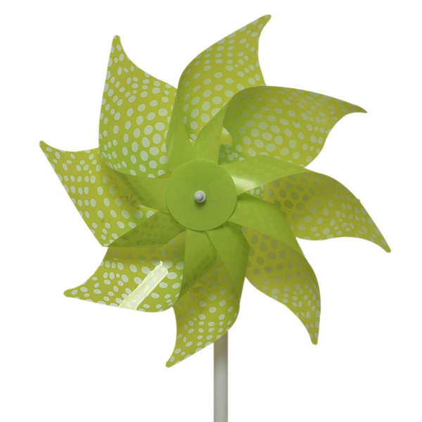 Decoris® Windrad Grün mit weißen Punkten Ø 20 cm 35 cm - Kunststoff