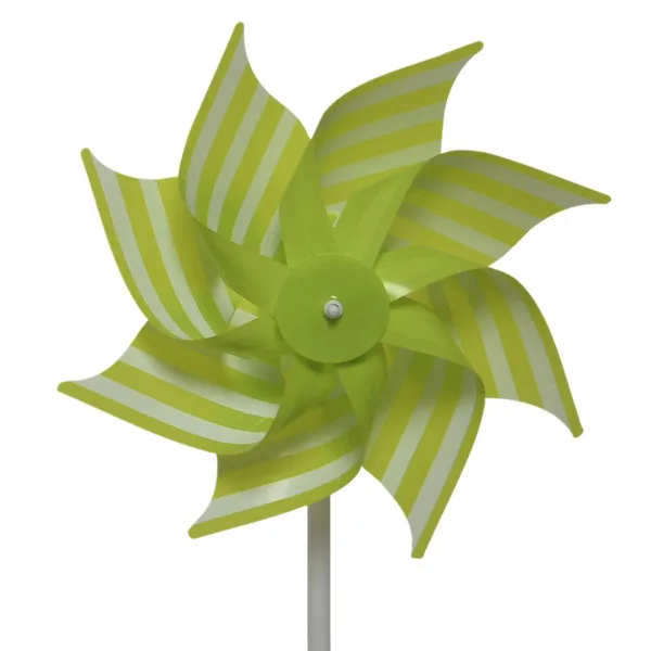 Decoris® Windrad Grün/Weiß gestreift Ø 20 cm 35 cm - Kunststoff