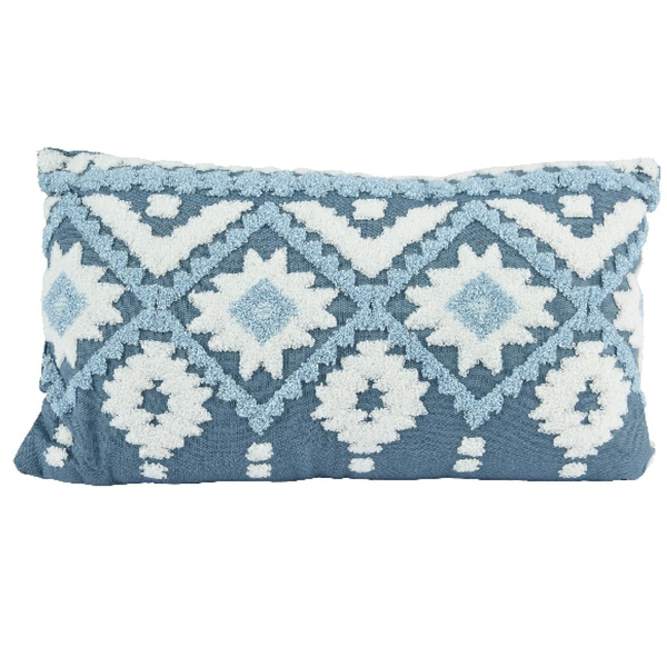 Kissen Indigomuster Blau 50 x 30 cm - Polyester & Baumwolle