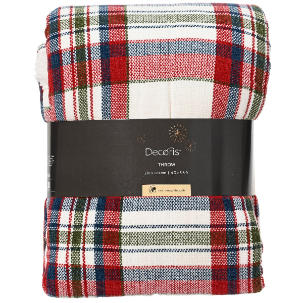 Weihnachtskuscheldecke kariert Mehrfarbig 1,3 x 1,7 Meter - Polyester