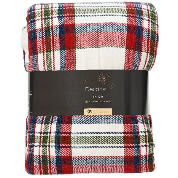 Weihnachtskuscheldecke kariert Mehrfarbig 1,3 x 1,7 Meter - Polyester