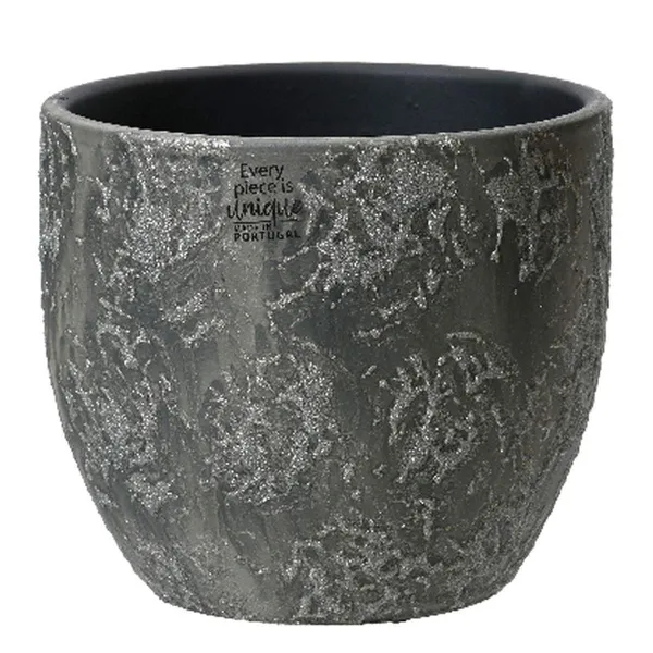 Pflanzen Übertopf Anthrazit mit Glitter Ø 16 cm Höhe 14 cm - Terrakotta
