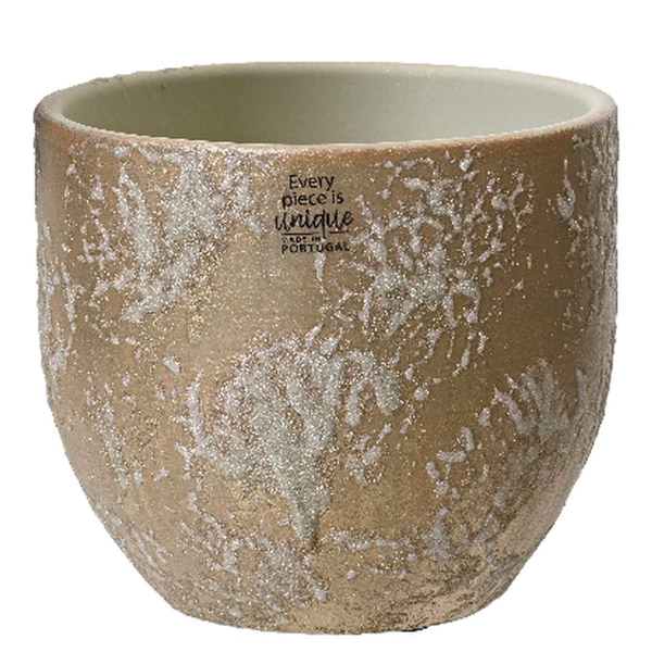 Pflanzen Übertopf Beige/Goldfarben mit Glitter Ø 16 cm Höhe 14 cm - Terrakotta
