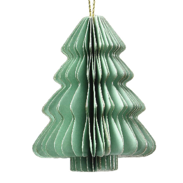 Kaemingk Weihnachtsanhänger Tannenbaum Mintgrün Glitter & Aufhänger 6 cm - Papier