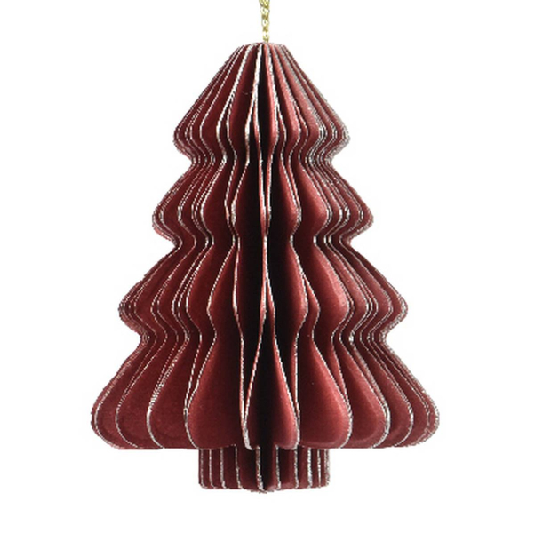 Kaemingk Weihnachtsanhänger Tannenbaum Rot Glitter & Aufhänger 6 cm - Papier