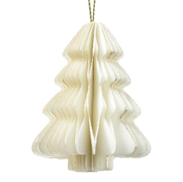 Kaemingk Weihnachtsanhänger Tannenbaum Weiß Glitter & Aufhänger 6 cm - Papier