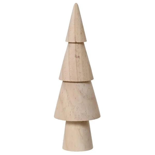 Weihnachtsdeko Tanne Natur 3 Ebenen Ø 7 cm Höhe 22 cm - Pinienholz