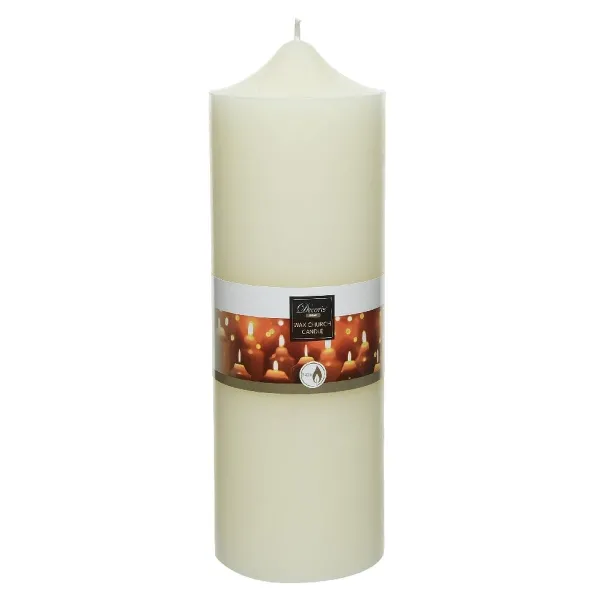 Kirchenkerze Ivory Elfenbeinfarben mit 240 Stunden Brenndauer Ø 10 x 30 cm