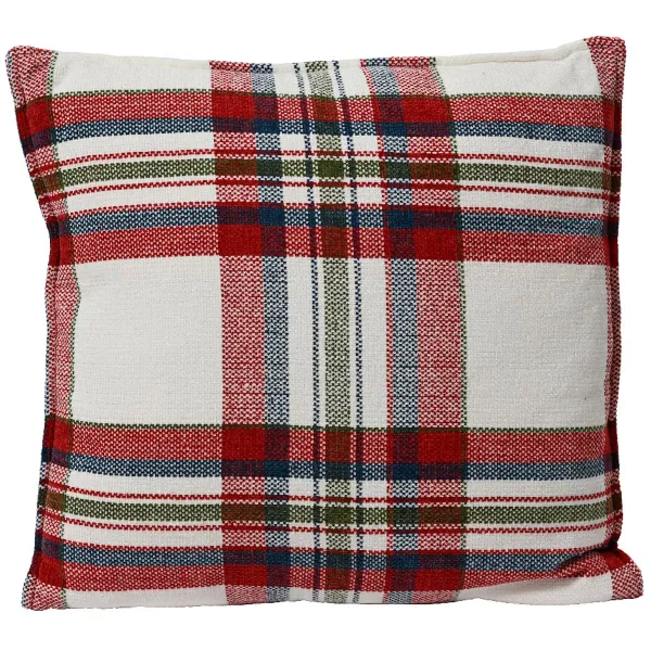 Kissen Rot Cremeweiß kariert 45 x 45 cm - Polyester Kissen Rot Cremeweiß kariert 45 x 45 cm - Polyester