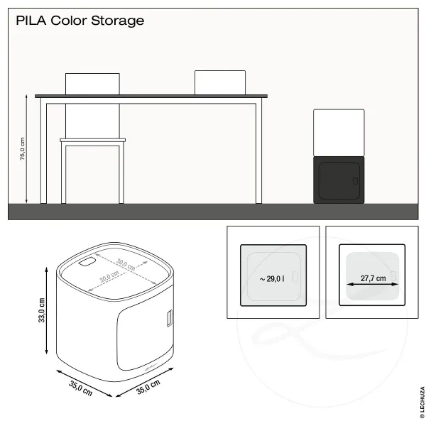 LECHUZA® Aufbewahrung PILA Color Storage 35 Lichtgrau