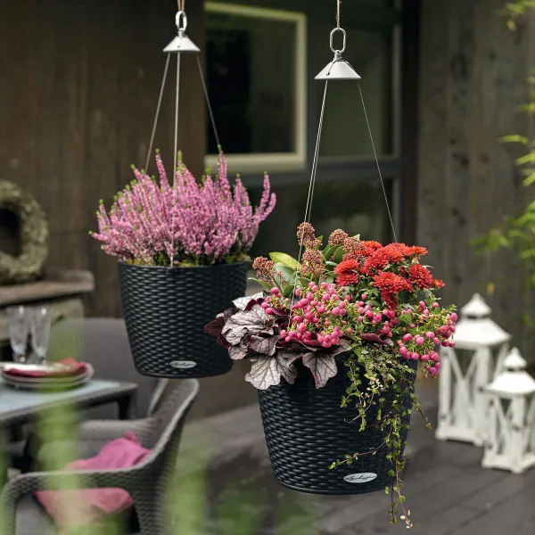 LECHUZA® Blumenampeln NIDO Cottage 28 Graphitschwarz All-in-One
