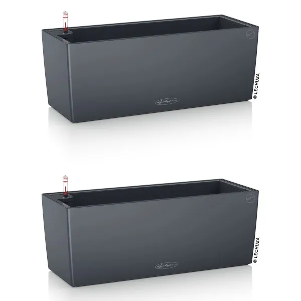 LECHUZA® Blumenkasten BALCONERA Color 50 Schiefergrau All-in-One x 2