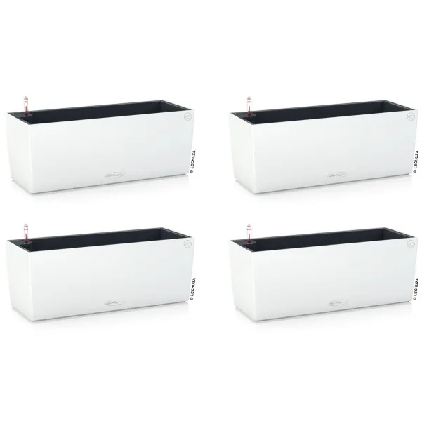 LECHUZA® Blumenkasten BALCONERA Color 50 Weiß All-in-One x 4