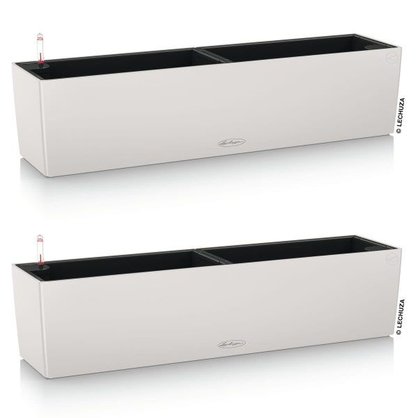 LECHUZA® Blumenkasten BALCONERA Color 80 Lichtgrau All-in-One x 2