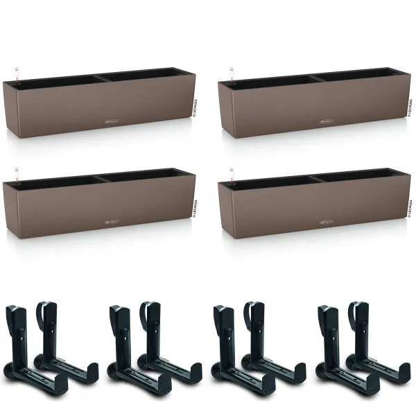 LECHUZA® Blumenkasten BALCONERA Color 80 Muskat All-in-One x 4 + 8 Halter LECHUZA® Blumenkasten BALCONERA Color 80 Muskat All-in-One x 4 + 8 Halter