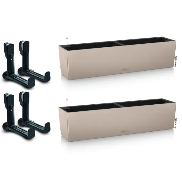 LECHUZA® Blumenkasten BALCONERA Color 80 Sandbraun All-in-One x 2 + 4 Halter LECHUZA® Blumenkasten BALCONERA Color 80 Sandbraun All-in-One x 2 + 4 Halter