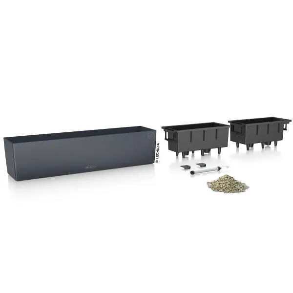 LECHUZA® Blumenkasten BALCONERA Color 80 Schiefergrau All-in-One