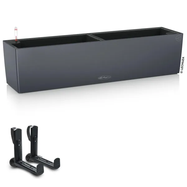 LECHUZA® Blumenkasten BALCONERA Color 80 Schiefergrau All-in-One + 2 Halter LECHUZA® Blumenkasten BALCONERA Color 80 Schiefergrau All-in-One + 2 Halter