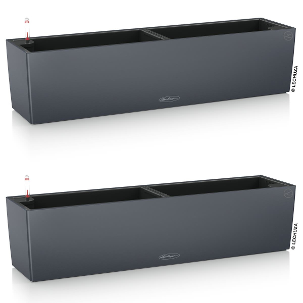 LECHUZA® Blumenkasten BALCONERA Color 80 Schiefergrau All-in-One x 2