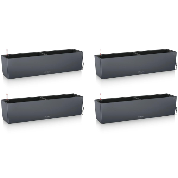 LECHUZA® Blumenkasten BALCONERA Color 80 Schiefergrau All-in-One x 4