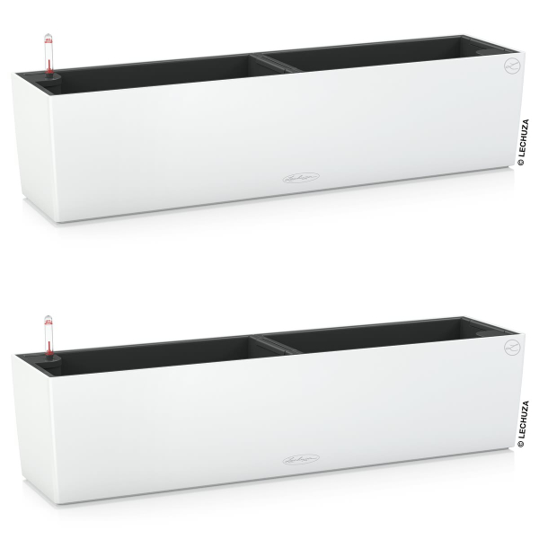 LECHUZA® Blumenkasten BALCONERA Color 80 Weiß All-in-One x 2