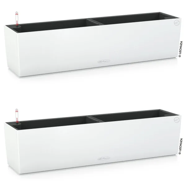 LECHUZA® Blumenkasten BALCONERA Color 80 Weiß All-in-One x 2