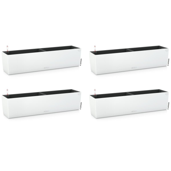 LECHUZA® Blumenkasten BALCONERA Color 80 Weiß All-in-One x 4