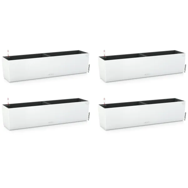 LECHUZA® Blumenkasten BALCONERA Color 80 Weiß All-in-One x 4