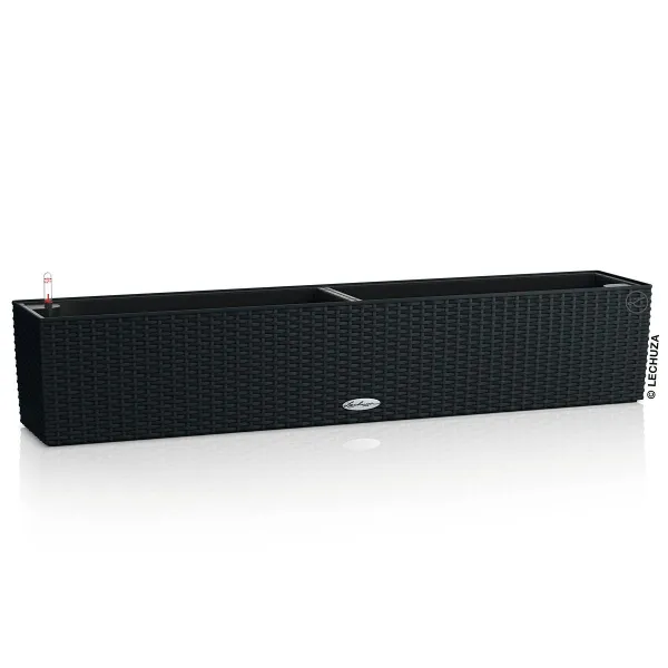 LECHUZA® Blumenkasten BALCONERA Cottage 100 Graphitschwarz All-in-One