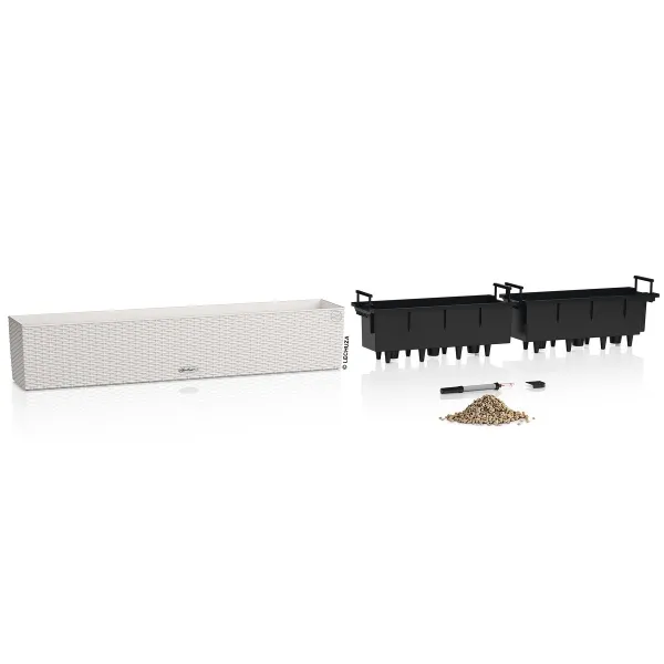 LECHUZA® Blumenkasten BALCONERA Cottage 100 Lichtgrau All-in-One