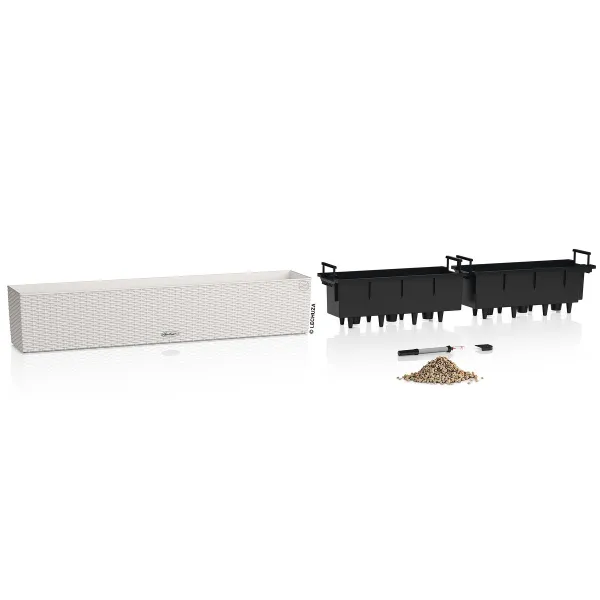 LECHUZA® Blumenkasten BALCONERA Cottage 100 Lichtgrau All-in-One