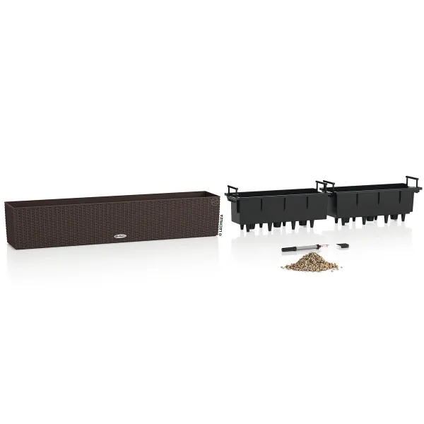 LECHUZA® Blumenkasten BALCONERA Cottage 100 Mokka All-in-One