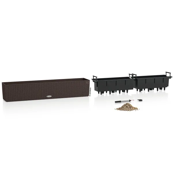 LECHUZA® Blumenkasten BALCONERA Cottage 100 Mokka All-in-One