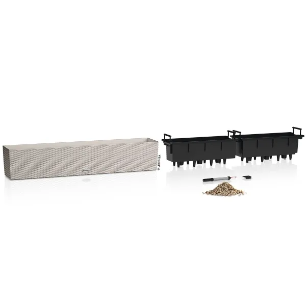 LECHUZA® Blumenkasten BALCONERA Cottage 100 Sandbraun All-in-One