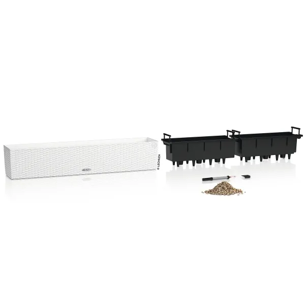 LECHUZA® Blumenkasten BALCONERA Cottage 100 Weiß All-in-One