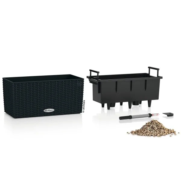 LECHUZA® Blumenkasten BALCONERA Cottage 40 Graphitschwarz All-in-One