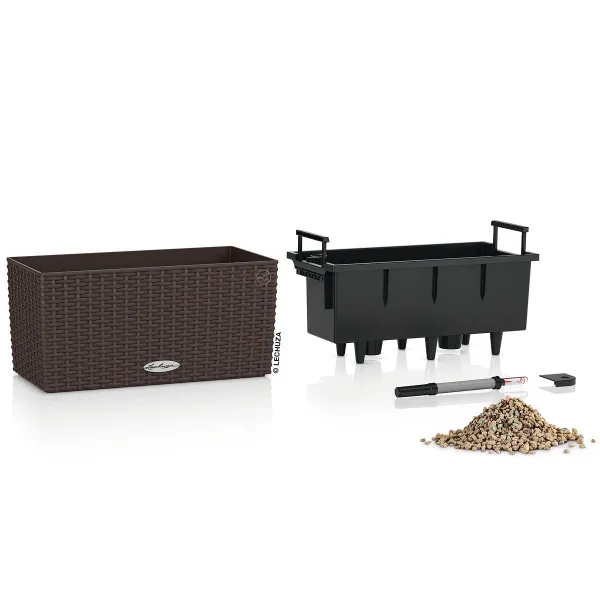 LECHUZA® Blumenkasten BALCONERA Cottage 40 Mokka All-in-One
